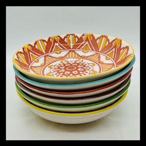 Ceramic Bowls, Set of 6 Snack/Nuts/Dip/Fruit Bowls Mediterranean Design BOHO